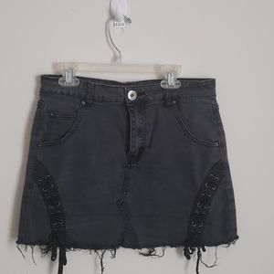 Black jean mini skirt